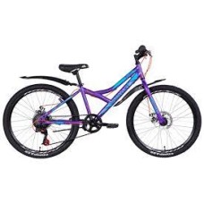 Велосипед 24 Discovery FLINT AM DD 13 бело-фиолетово-синий с крылом 2021 