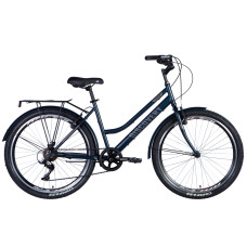 Велосипед 26 Discovery PRESTIGE WOMAN Vbr 17 темно-синий (м) с багажником задн с крылом 2024