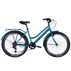Велосипед 26 Discovery PRESTIGE WOMAN Vbr 17 сине-зеленый с багажником задн с крылом 2024