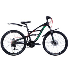 Велосипед (26) Discovery TRON двухподвес DD 15 черно-зеленый (матовый) с крылом Pl 2024