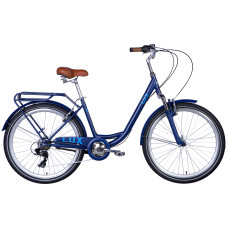 Велосипед (26) Dorozhnik LUX AM Vbr трещотка 17 синий с голубым (матовый) с багажником задн с крылом 2024