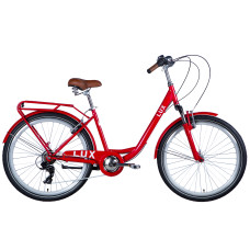Велосипед (26) Dorozhnik LUX AM Vbr трещотка 17 красный с багажником задн с крылом 2024
