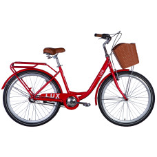 Велосипед 26 Dorozhnik LUX планет 17 красный с багажником задн с корзиной Pl с крылом 2024