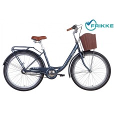 Велосипед 26 Dorozhnik LUX планет. 17 темно-синий с багаж зад с крылом с корзин 2021 