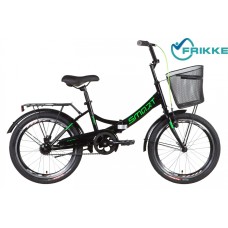 Велосипед 20 Formula SMART Vbr 13 черно-зеленый, багаж, крылья, корзин 2022 