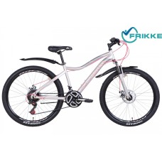 Велосипед 26 Discovery KELLY AM DD 16 серебристо-розовый с крылом 2021 