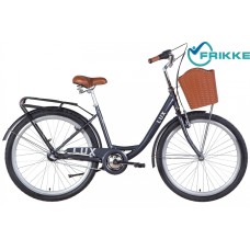 Велосипед 26 Dorozhnik LUX плаНемає. 17 темно-сірий багаж, крила, кошик 2022 SHIMANO NEXUS