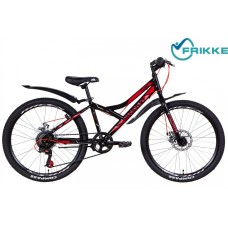 Велосипед 24 Discovery FLINT DD 13 черно-красно-серый с крылом 2021 