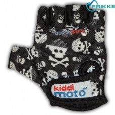 Перчатки детские Kiddimoto на 4-7 лет чёрные с черепами М