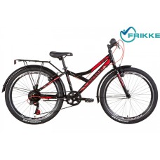 Велосипед 24 Discovery FLINT Vbr 13 Черно-красно-серый с багажником зад, с крылом 2021 