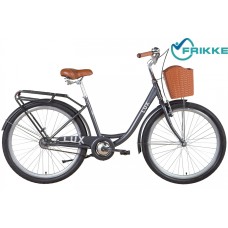 Велосипед 26 Dorozhnik LUX Velosteel 17 темно-сірий багаж, крила, кошик 2022