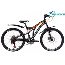 Велосипед 24 Discovery ROCKET AM2 DD 15 черно-оранжево-бирюзовый с крылом 2021 